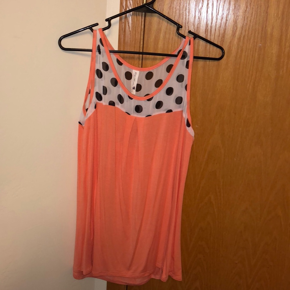 Light Orange Polka Dot Tank, SZ L and never worn